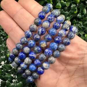 8mm Lapis Lazuli Beaded Bracelet